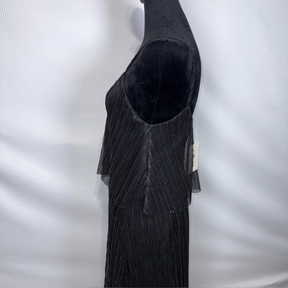 Embrace Los Angeles Maxi Slip Dress Sz Small Black Metallic Stripe Gown - Picture 6 of 15